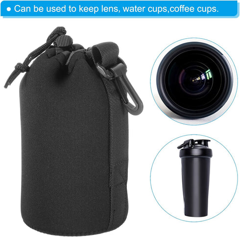 PATIKIL 4 Pcs Camera Lens Bag, 3.9" ID x 7.1" H Drawstring Pouch for DSLR Camera Lens