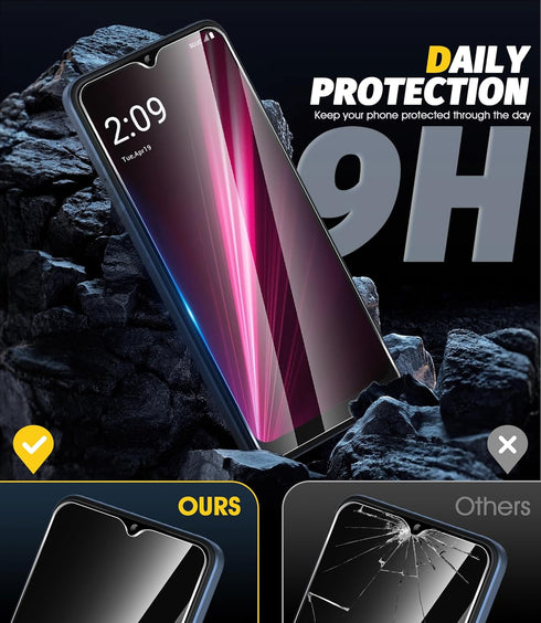 Orzero (4 Pack) Tempered Glass Screen Protector for T-Mobile REVVL 6x 5G / REVVL 6 5G, 2.5D Arc Edges, 9H HD