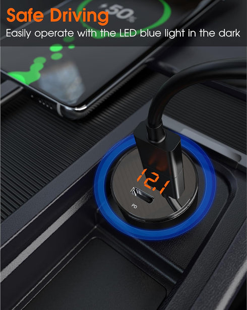 ZeeHoo USB C Car Charger Adapter, QC 3.0 & PD Dual Port 45W Fast Charging for iPhone 14/13/12/11 Pro Max, Samsung Galaxy