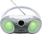 SINGING WOOD 030BTL Portable Boombox, Bluetooth, USB, AM/FM Radio, AUX-Input, Foldable Handle, LED Light (Space Grey)