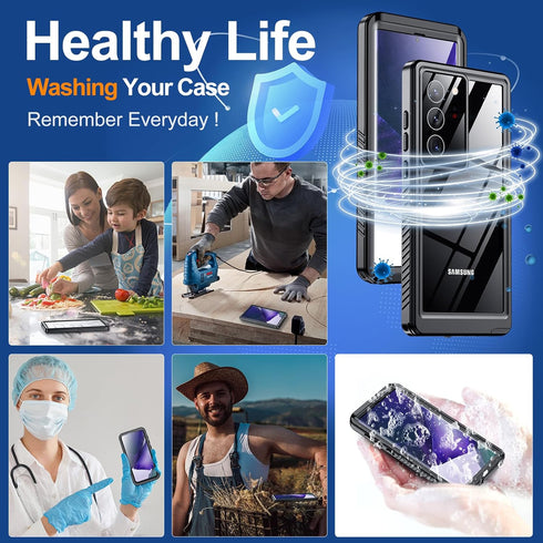 Hualele Waterproof Case for Samsung Galaxy Note 20 Ultra 5G, Built-in Lens & Screen Protector (Black)