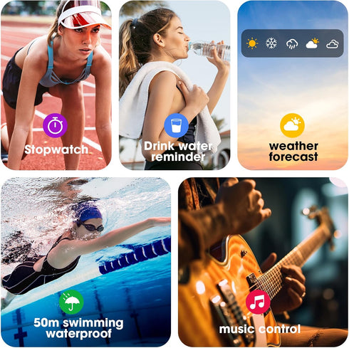 Smart Watch Fitness Tracker, 44mm Waterproof with Heart Rate, SpO2, Sleep Monitor - Compatible with iOS Android Phones