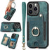 JanCalm iPhone 13 Pro Leather Flip Case, Card Holder, RFID-Blocking, Magnetic, Ring Holder in Green