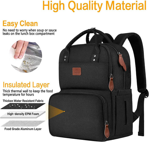 Backpack Backpacks 15.6 Inch Backpack MATEIN Work for Women, Insulated Cooler with Lunch Box, Laptop with Lunch
