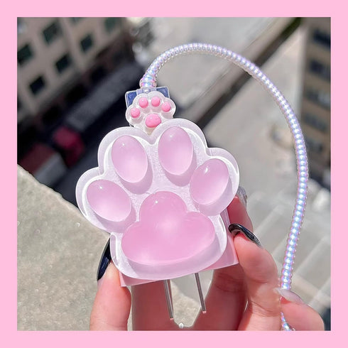 Cable Protector for iPhone Charger, Cute Cat Paw Design, Kawaii Cat Claw Soft Charging Cord Protector for Women Girls