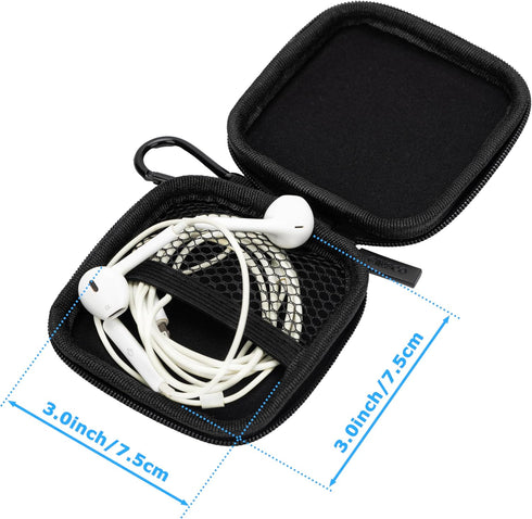 Ginsco Mini-Portable Hard Shell Square Earbuds Case for Apple EarPods/Samsung Galaxy Wired/Wireless Earbuds, Cell Phone