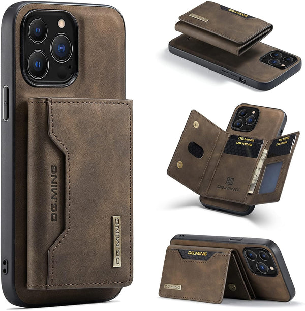 SZHAIYU 2 in 1 Detachable Back Cover Wallet Case for iPhone 13 Pro Max, Slim Leather Pocket, 6.7'' (Coffee)