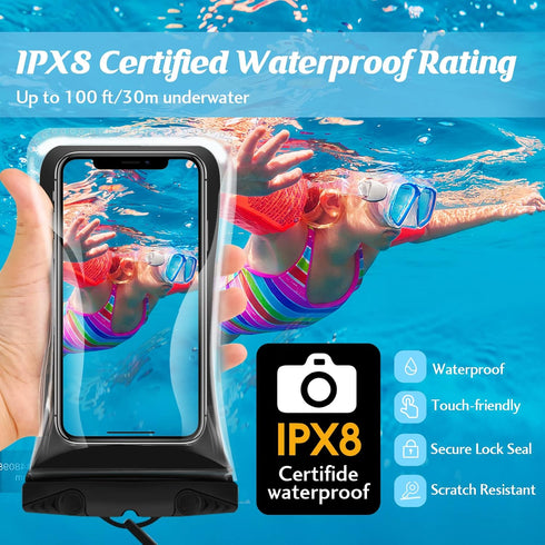 Universal Waterproof Phone Pouch Floating, Large Dry Bag IPX8 Case for iPhone 13 12 11 Pro Max, Samsung Galaxy S21 S20