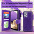 Harryshell Detachable Magnetic Zipper Wallet Case for Samsung Galaxy A32 5G, Purple Flower