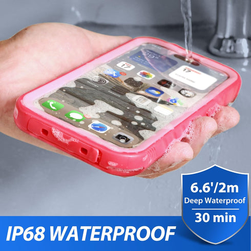 SPORTLINK Waterproof Case for iPhone 14 Pro Max, Shockproof Dustproof Phone Case with Screen Protector, Pink