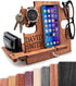 Greta Oto Wood Phone Docking Station for Men | Nightstand Bedside Desk Organizer | Best Personalized Idea for Father's