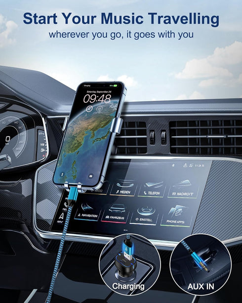 Lightning to 3.5mm Aux Cable for Car + Charge Cord 2-in-1 MFI Certified Male Audio Charging Cable for Apple 14 Pro