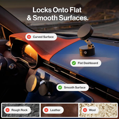 Statik 2) HyperMount (Gen Phone Mount, Magnetic Phone Holder, Car Mount for Phone Works on Smooth & Lightly Textured