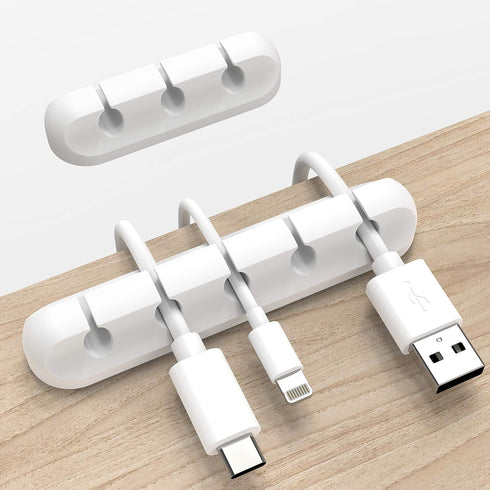 White Cable Clips, Cord Organizer for Cable Management, USB Cable Holder, 2 Packs Cable Straps for Desk Home (5, 3