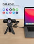 Tewiky 1080P Full HD Webcam with Built-in Microphone and Rotatable Tripod, Video and Wide Angle Camera, Privacy Cover
