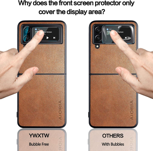 YWXTW 2 Pack Samsung Galaxy Z Flip 4 Front Screen Protector and 2 Pack Camera Lens Protector, HD Clear, Anti-Scratch