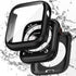 2 in 1 Waterproof Case for Apple Watch 40mm - Series 6/5/4/SE with Tempered Glass Screen Protector, Black