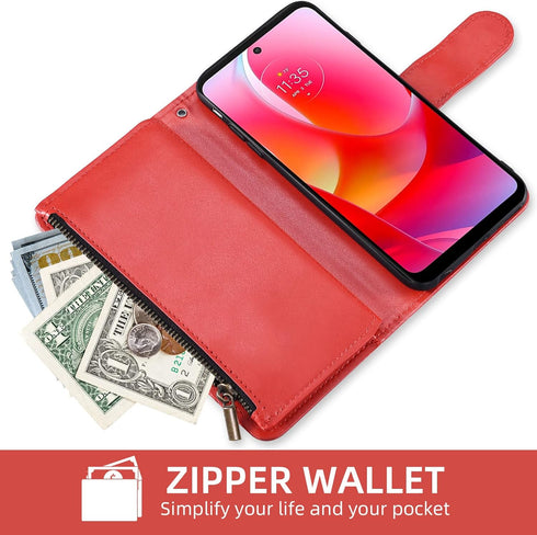 Asuwish Wallet Cover Phone Case for Motorola Moto G Power 2022/MotoG Play 2023/G Pure 2021 with Tempered Glass Screen