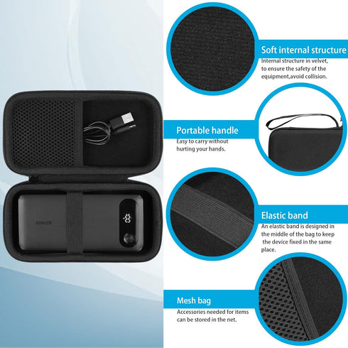 khanka Hard Travel Case for Anker Power Bank, 20,000mAh Portable Charger, Case Only (Black)