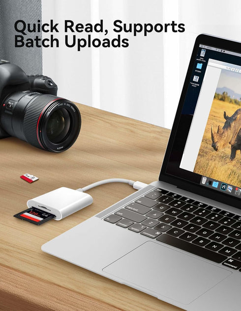 USB C SD Card Reader for iPhone 15/iPad/MacBook, xdgeLoad USB-C Type C Adapter for SD and MicroSD Cards