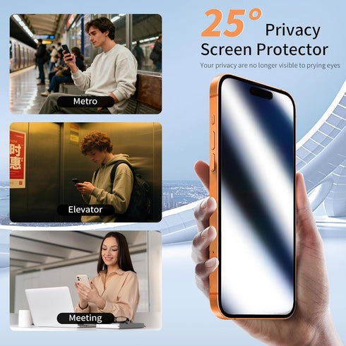 Ivachell 2 Pack 17 (6.9 inch Mirror Screen Protector for iPhone Pro Max Privacy Tempered Glass Mirrored Effect Anti-Spy