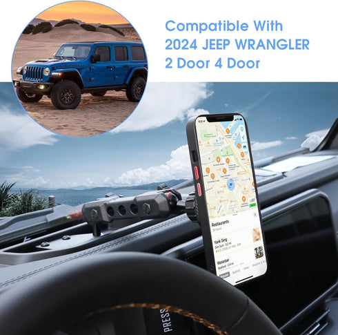 2024 JL Magnetic Phone Holder for Jeep Wrangler - Dashboard Mount for 2024 New Jeep Wrangler JL Accessories, 1 Pack,