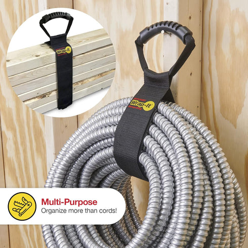 Easy-Carry Wrap-It Storage Straps - 28” (2-Pack) Heavy-Duty Hook and Loop Extension Cord Carrying Strap