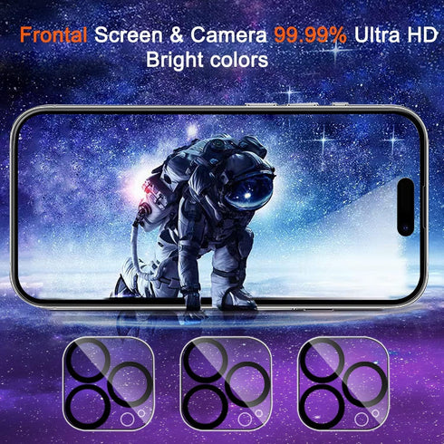 Ferilinso 3 Pack Privacy Screen Protector for iPhone 14 Pro Max - 9H Tempered Glass & Camera Lens Protectors.