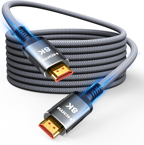 Snowkids 8K HDMI Cable 25 FT Grey, 48Gbps Ultra High-Speed HDMI 2.1