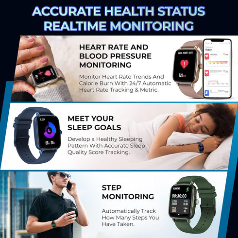 Inspiratek Smartwatch for Men & Women, Multi-Function Health Fitness Watch with Accurate All-Day Sleep, Step & Heart