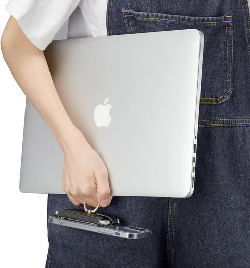 Phone Card Holder with Ring Grip for Back of Phone, Adhesive Stick-on Wallet Pocket for iPhone, Android and Smartphones