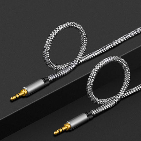 3.5mm 3Ft, (3Ft/1M, Tan QY Nylon Braided Aux Cable Audio Auxiliary Input Adapter Male to Male Cord for Headphones, Car