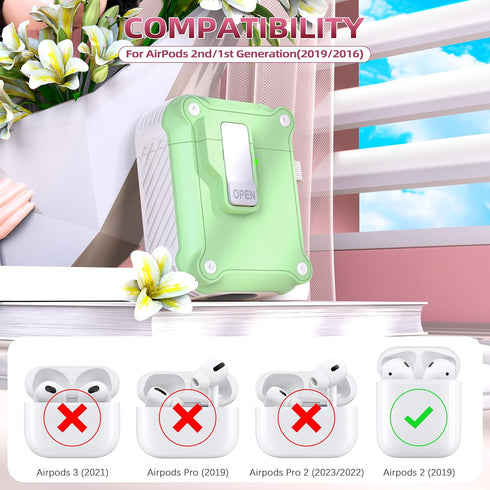 R-fun Charging Case Cover for AirPods 2nd Gen 2019, 1st Gen 2016, Full Drop Protection with Cleaner Kit & Keychain