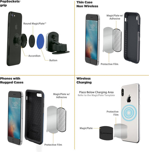 Scosche MPRNDRK-SP MagicMount Phone Replacement Plate Kit for Magnetic Car Phone Mount Holder, Universal with All