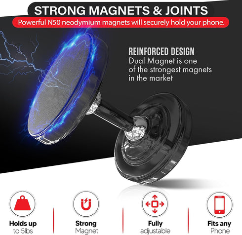 Dual Gym Magnetic Phone Holder for Gym-Top Magnetic Hold for Any Metal Surface. Phone Gym Magnet and Phone Mount for Gym - Mobile Videos and Pictures. Perfect for Content Creators. NorthCoastTrendy