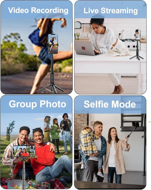 Selfie Stick Tripod with Remote, Aluminum Alloy Phone Tripod, Bluetooth Remote and 270° Rotation Stand for