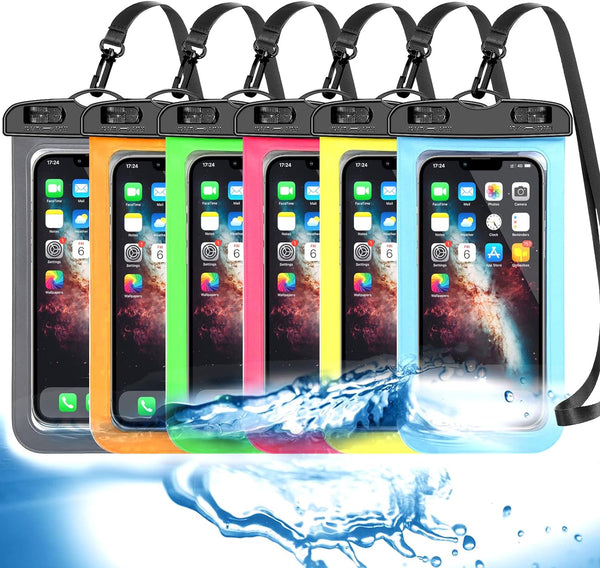 6 Pack Universal Waterproof Phone Pouch, Large Dry Bag IPX8 for Apple iPhone 16, 15, 14, 13, 12, 11 Pro Max