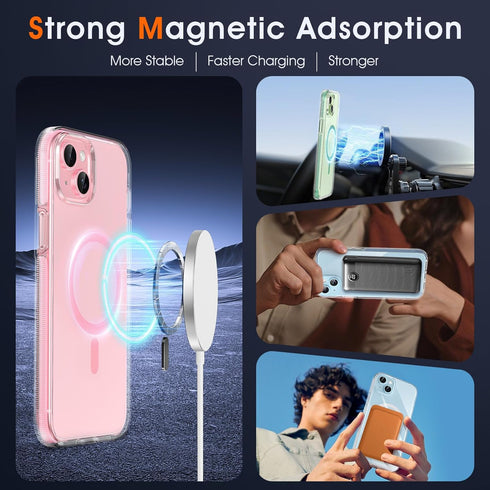 MILPROX iPhone 15 Plus Case - 6.7" Shockproof Bumper, MagSafe Compatible, Clear Transparent, Non-Yellowing, Anti-Slip -