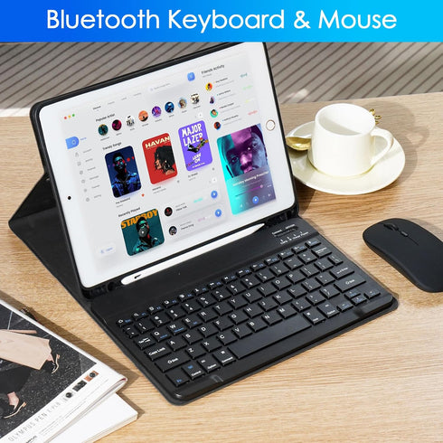 Keyboard Case for iPad 9th 8th 7th Generation 10.2 Inch - Detachable Bluetooth Keyboard with Pencil Holder