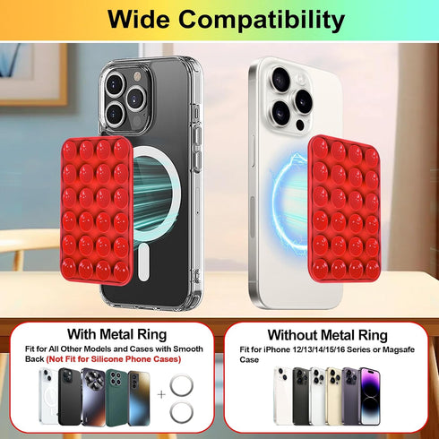 sicitu Magnetic Suction Phone Grip, Silicone Suction Phone Mount, Sticky Phone Grip Compatible with MagSafe Case