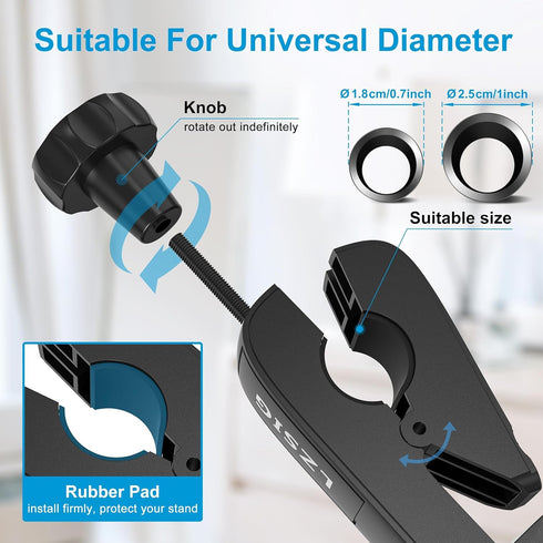 Updated Tablet Mount Holder for Mic Stand, Adjustable iPad Phone Holder for 4.7 to 13.5-inch Tablets & Smartphones