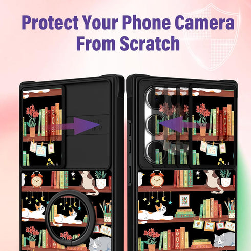 Funermei S24 S24 for Samsung Galaxy Ultra Case - Women Girls Cute Phone Cover Pretty Girly Aesthetic Bookshelf Unique