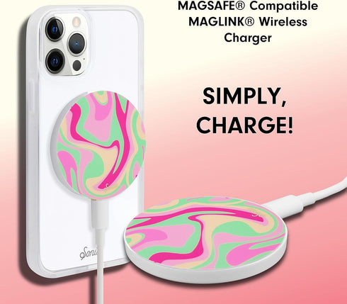 Sonix Charger | Fast Wireless Charger with 6.5ft Cable (USB-C) | Compatible with MagSafe | Strawberry Matcha