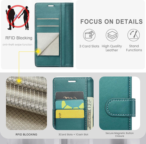 Wallet Case for Samsung Galaxy S24 Plus/S24+ with RFID Blocking Credit Card Holder, PU Leather Flip Cover