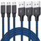 3Pack Micro USB Cable 6FT Braided Charger for Samsung Galaxy S6 S7 Edge & Android Phones - Fast Charging - Blue