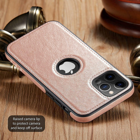 Casus Logo View Compatible with iPhone 12 Pro Max Case, Slim Premium Vegan Leather, Classic Luxury Thin Cover (Rose