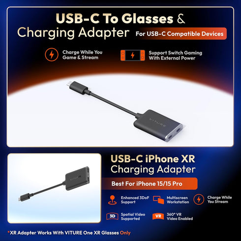 USB-C to Glasses and Charging Adapter, Charge and Play for Switch, Steam Deck