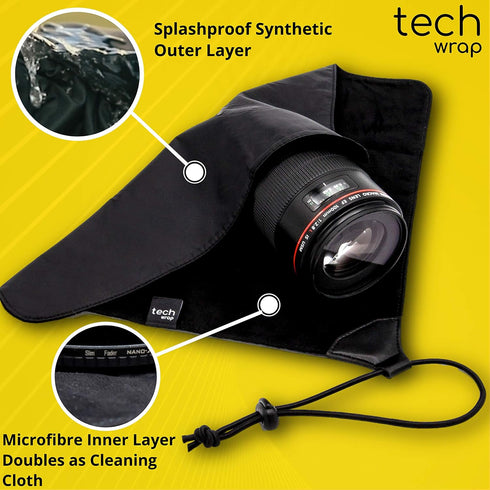 The Tech Wrap Compact Neoprene Lens Pouch 12.5" x 12.5" - Camera Lens Protective Wrap