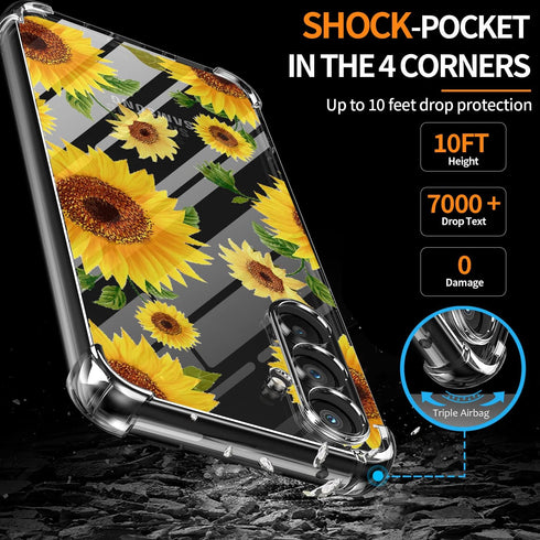 (3-Pack) Samsung Galaxy A14 5G Case, Soft Clear TPU Scratch-Resistant Drop Protection Phone Cover with Flower