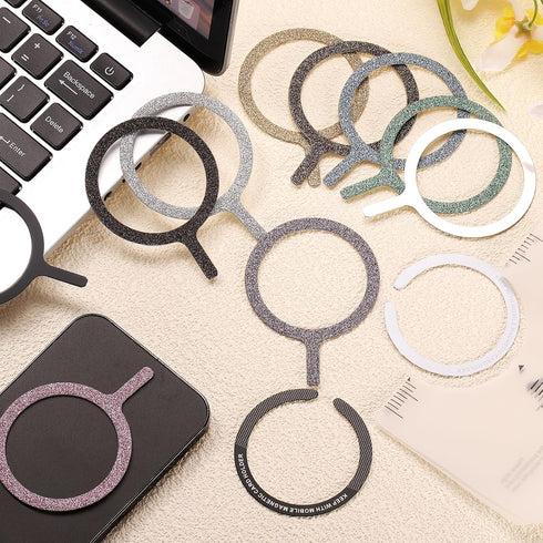 uxcell 3Pcs Magnetic Adapter Ring, Magnetic Sticker Ring Metal Universal Magnet Wireless Charging Conversion Kit
